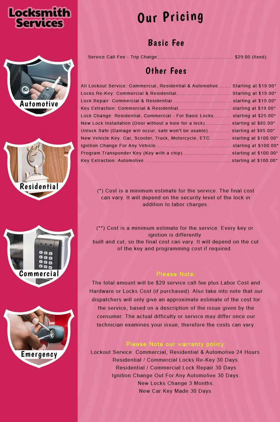 Lakewood NJ Locksmith Store Lakewood, NJ 732-253-0456 - price-list-c-18